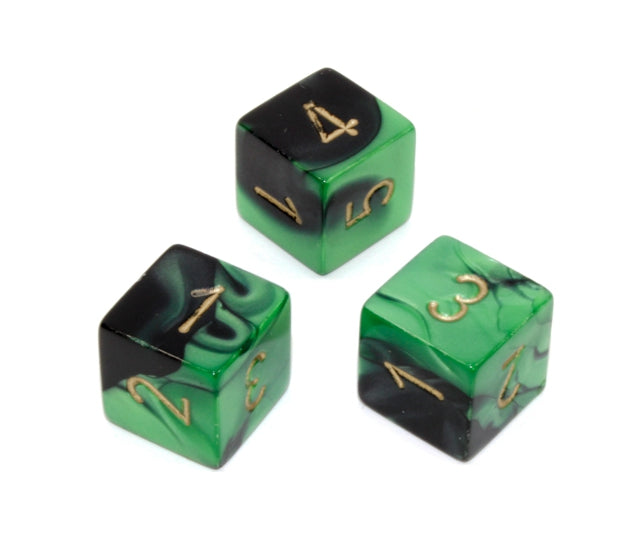 Chessex Polyhedral Dice Set: Gemini (Black-Green/Gold)