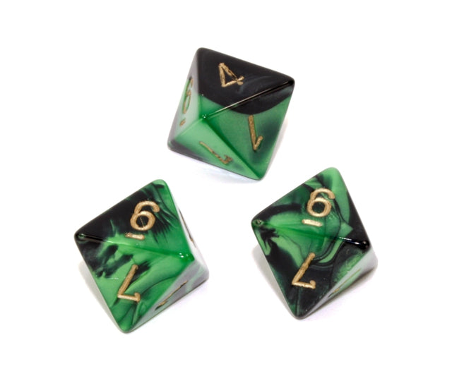 Chessex Polyhedral Dice Set: Gemini (Black-Green/Gold)