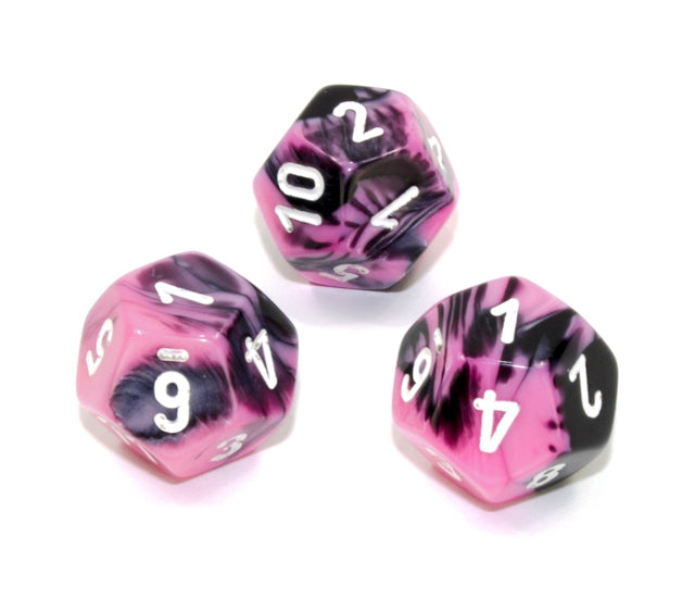 Chessex Polyhedral Dice Set: Gemini (Black-Pink/White)