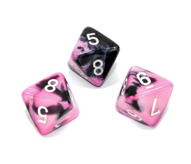Chessex Polyhedral Dice Set: Gemini (Black-Pink/White)