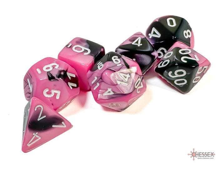Chessex Polyhedral Dice Set: Gemini (Black-Pink/White)