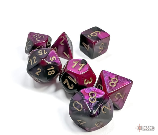 Chessex Polyhedral Dice Set: Gemini (Black-Purple/Gold)