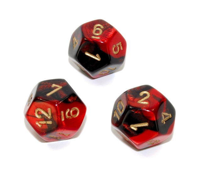 Chessex Polyhedral Dice Set: Gemini (Black-Red/Gold)