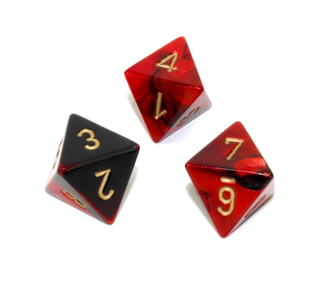 Chessex Polyhedral Dice Set: Gemini (Black-Red/Gold)