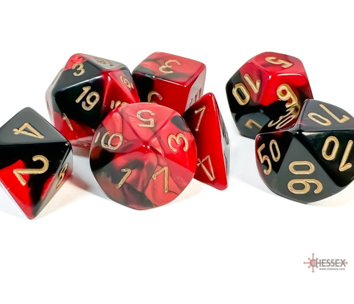 Chessex Polyhedral Dice Set: Gemini (Black-Red/Gold)