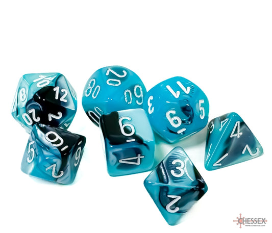 Chessex Polyhedral Dice Set: Gemini (Black-Shell/White)