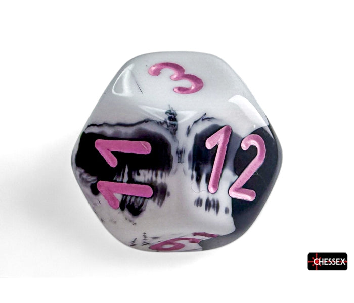 Chessex Polyhedral Dice Set: Gemini (Black-White/Pink)