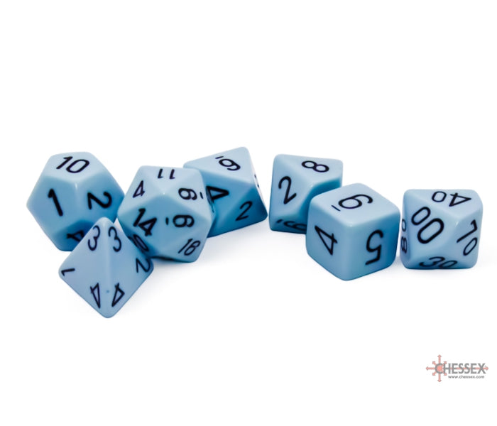 Chessex Polyhedral Dice Set: Opaque (Pastel Blue/Black)