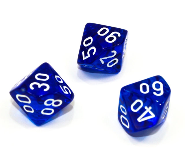 Chessex Polyhedral Dice Set: Translucent (Blue/White)