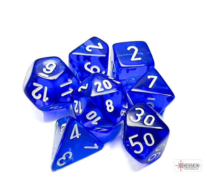 Chessex Polyhedral Dice Set: Translucent (Blue/White)