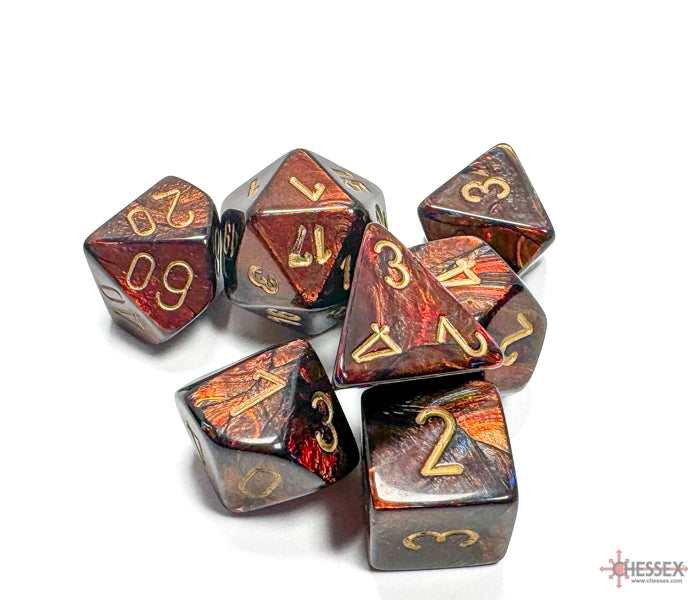 Chessex Polyhedral Dice Set: Scarab (Blue Blood/Gold)
