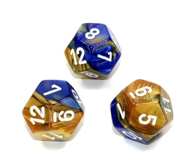 Chessex Polyhedral Dice Set: Gemini (Blue-Gold/White)
