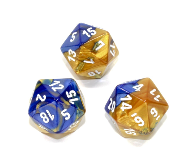 Chessex Polyhedral Dice Set: Gemini (Blue-Gold/White)