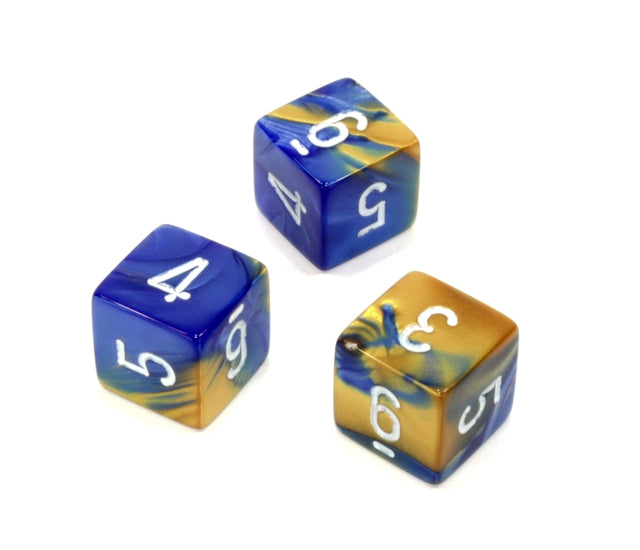 Chessex Polyhedral Dice Set: Gemini (Blue-Gold/White)