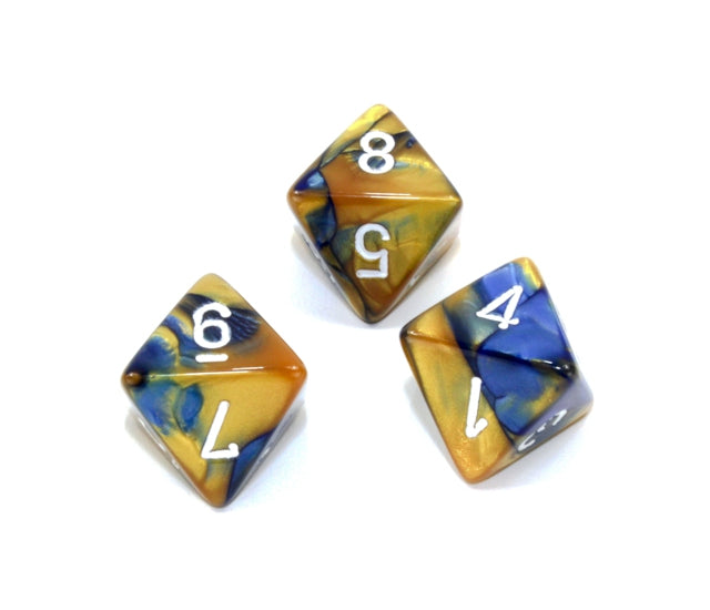 Chessex Polyhedral Dice Set: Gemini (Blue-Gold/White)