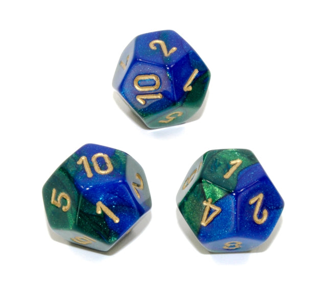Chessex Polyhedral Dice Set: Gemini (Blue-Green/Gold)
