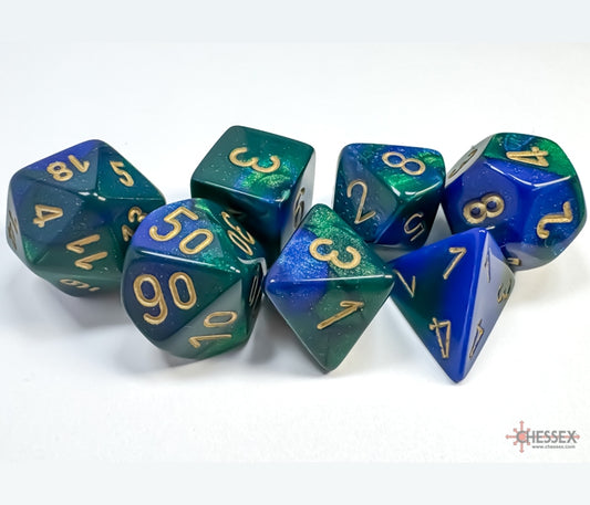 Chessex Polyhedral Dice Set: Gemini (Blue-Green/Gold)