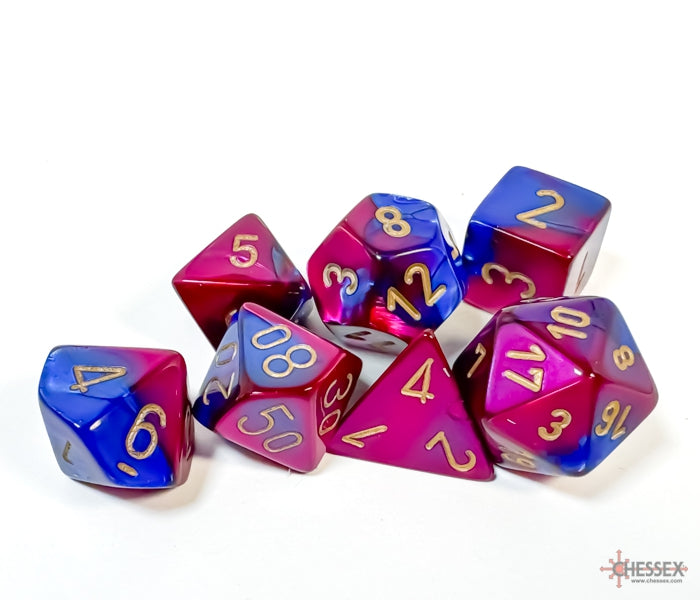 Chessex Polyhedral Dice Set: Gemini (Blue-Purple/Gold)