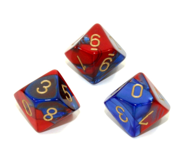 Chessex Polyhedral Dice Set: Gemini (Blue-Red/Gold)