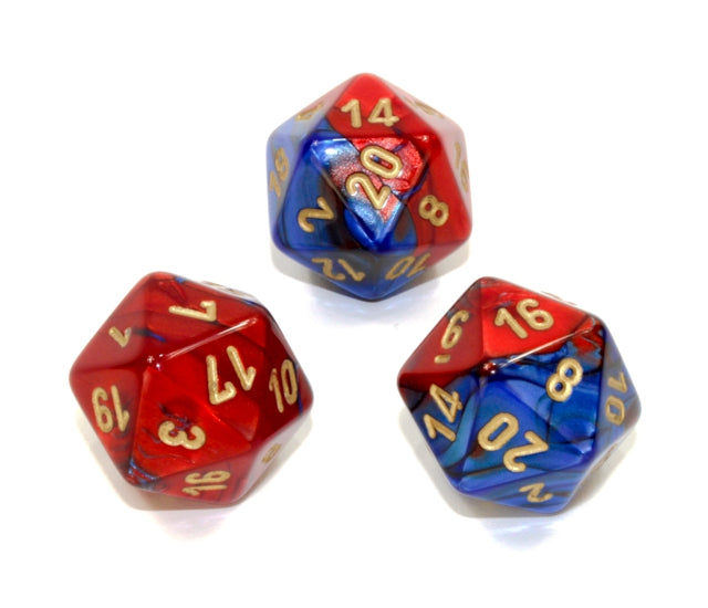 Chessex Polyhedral Dice Set: Gemini (Blue-Red/Gold)