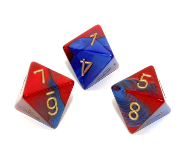 Chessex Polyhedral Dice Set: Gemini (Blue-Red/Gold)