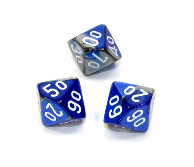 Chessex Polyhedral Dice Set: Gemini (Blue-Steel/White)