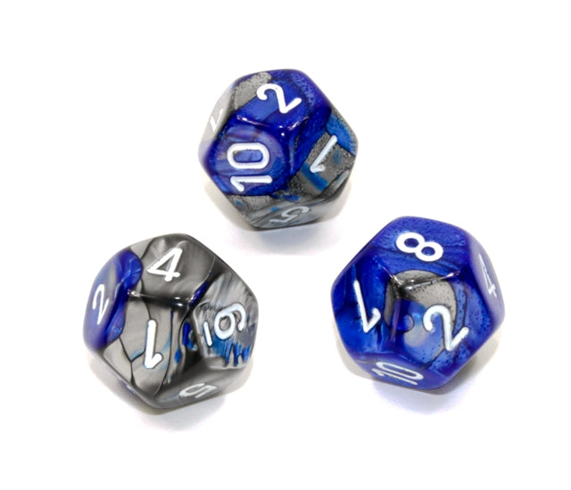 Chessex Polyhedral Dice Set: Gemini (Blue-Steel/White)