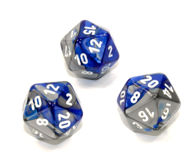 Chessex Polyhedral Dice Set: Gemini (Blue-Steel/White)