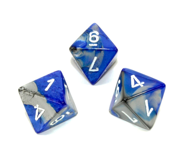 Chessex Polyhedral Dice Set: Gemini (Blue-Steel/White)