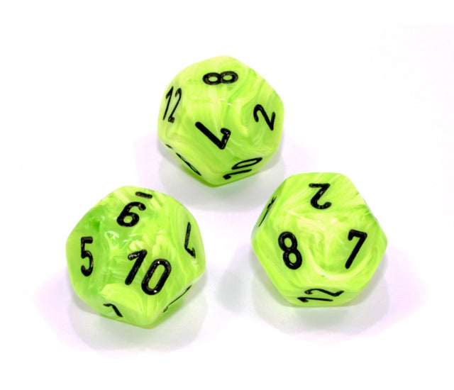 Chessex Polyhedral Dice Set: Vortex (Bright Green/Black)