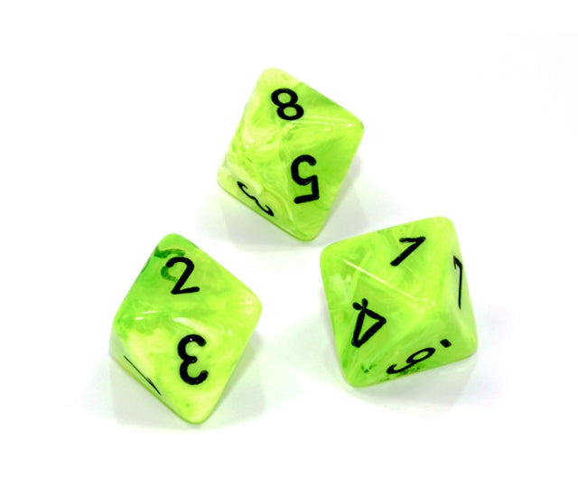 Chessex Polyhedral Dice Set: Vortex (Bright Green/Black)