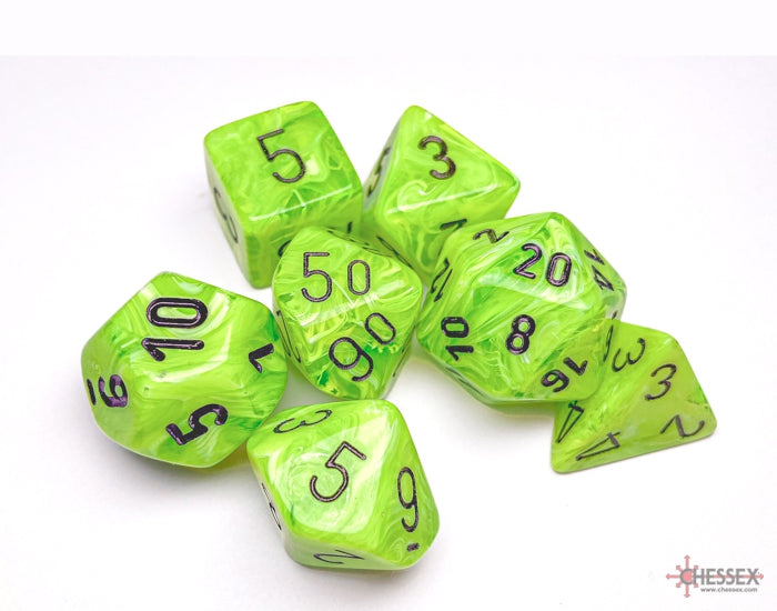 Chessex Polyhedral Dice Set: Vortex (Bright Green/Black)