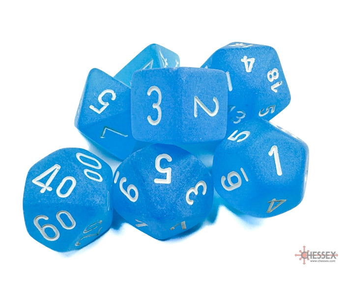 Chessex Polyhedral Dice Set: Frosted (Carribean Blue/White)