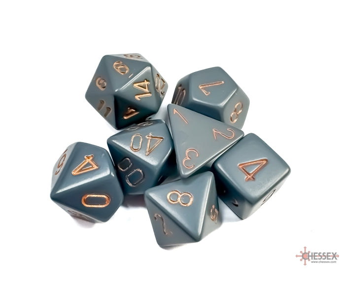 Chessex Polyhedral Dice Set: Opaque (Dark Grey/Copper)