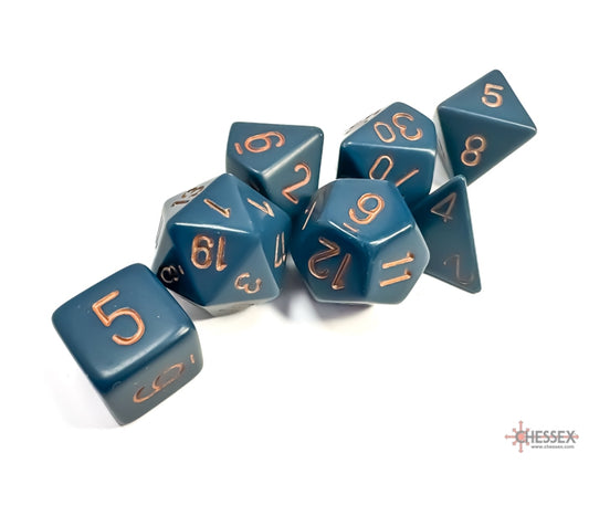 Chessex Polyhedral Dice Set: Opaque (Dusty Blue/Copper)