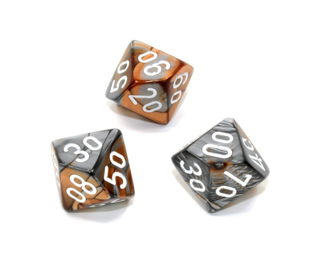 Chessex Polyhedral Dice Set: Gemini (Copper-Steel/White)