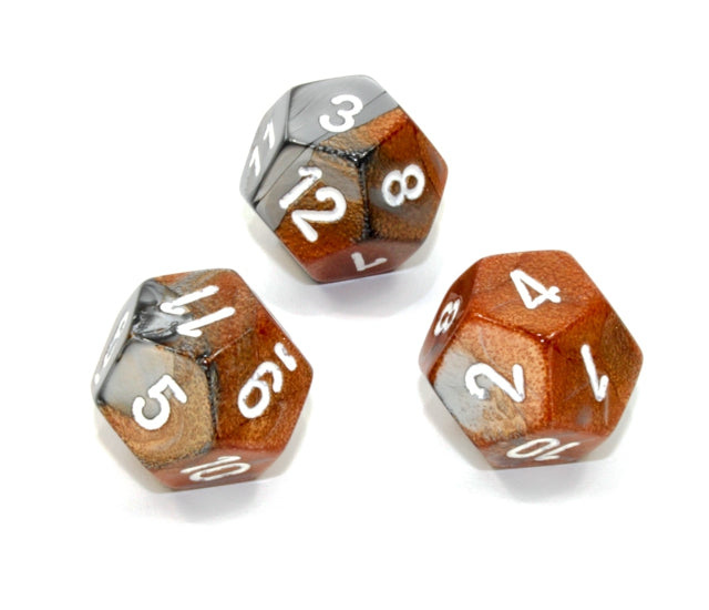 Chessex Polyhedral Dice Set: Gemini (Copper-Steel/White)