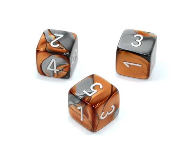 Chessex Polyhedral Dice Set: Gemini (Copper-Steel/White)