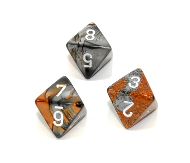Chessex Polyhedral Dice Set: Gemini (Copper-Steel/White)
