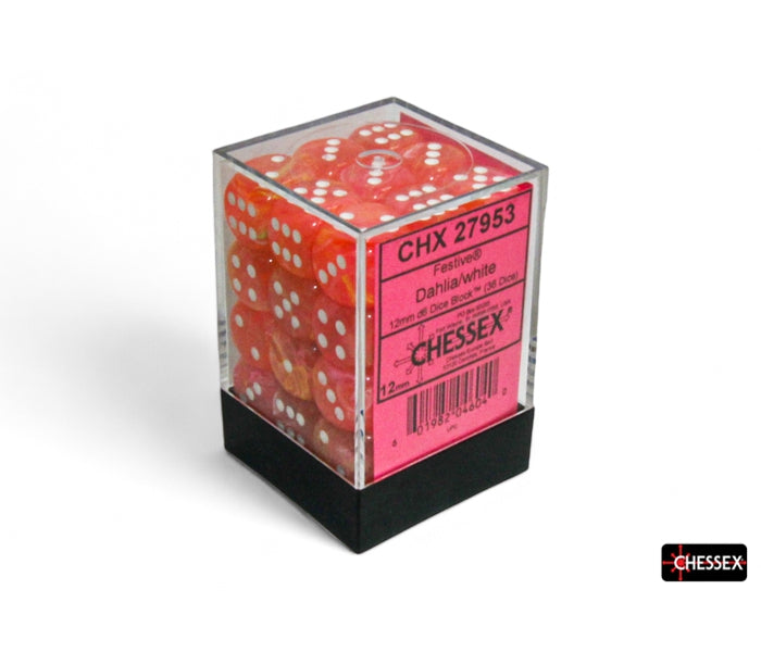 Chessex D6 Dice Brick: Festive Luminary (Dahlia/White)