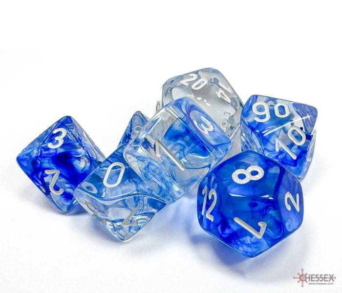 Chessex Polyhedral Dice Set: Nebula (Dark Blue/White)