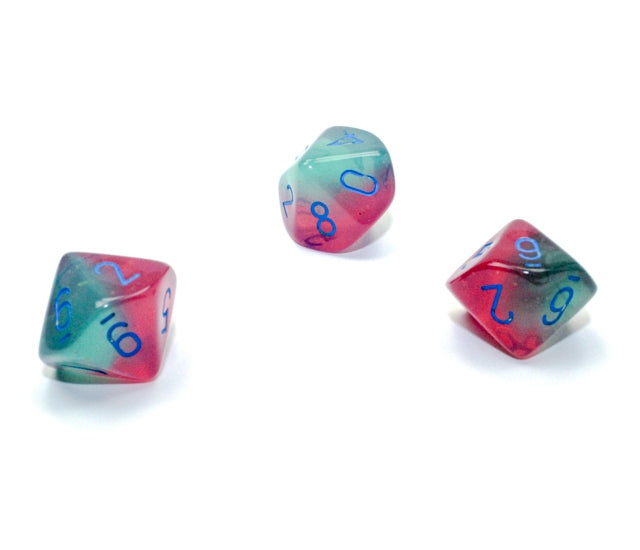 Chessex Polyhedral Dice Set: Gemini Luminary (Gel Green-Pink/Blue)