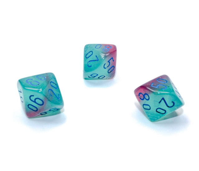 Chessex Polyhedral Dice Set: Gemini Luminary (Gel Green-Pink/Blue)