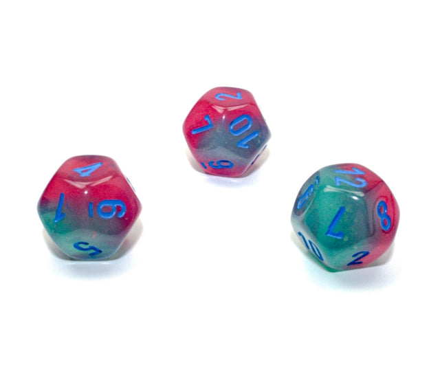 Chessex Polyhedral Dice Set: Gemini Luminary (Gel Green-Pink/Blue)