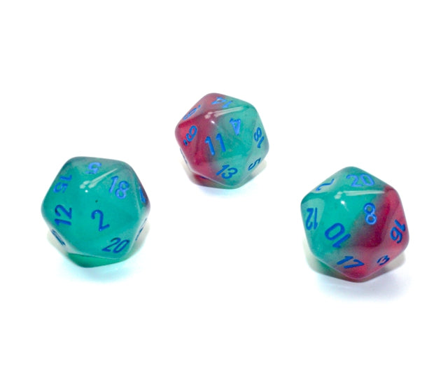 Chessex Polyhedral Dice Set: Gemini Luminary (Gel Green-Pink/Blue)