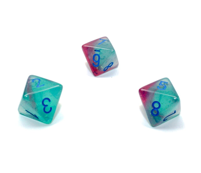 Chessex Polyhedral Dice Set: Gemini Luminary (Gel Green-Pink/Blue)