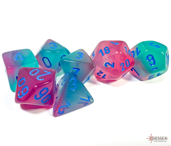 Chessex Polyhedral Dice Set: Gemini Luminary (Gel Green-Pink/Blue)