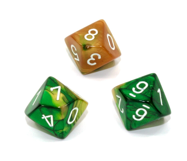 Chessex Polyhedral Dice Set: Gemini (Gold-Green/White)