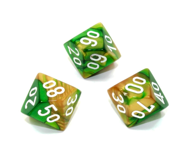 Chessex Polyhedral Dice Set: Gemini (Gold-Green/White)