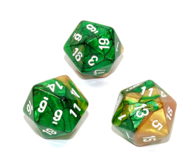 Chessex Polyhedral Dice Set: Gemini (Gold-Green/White)